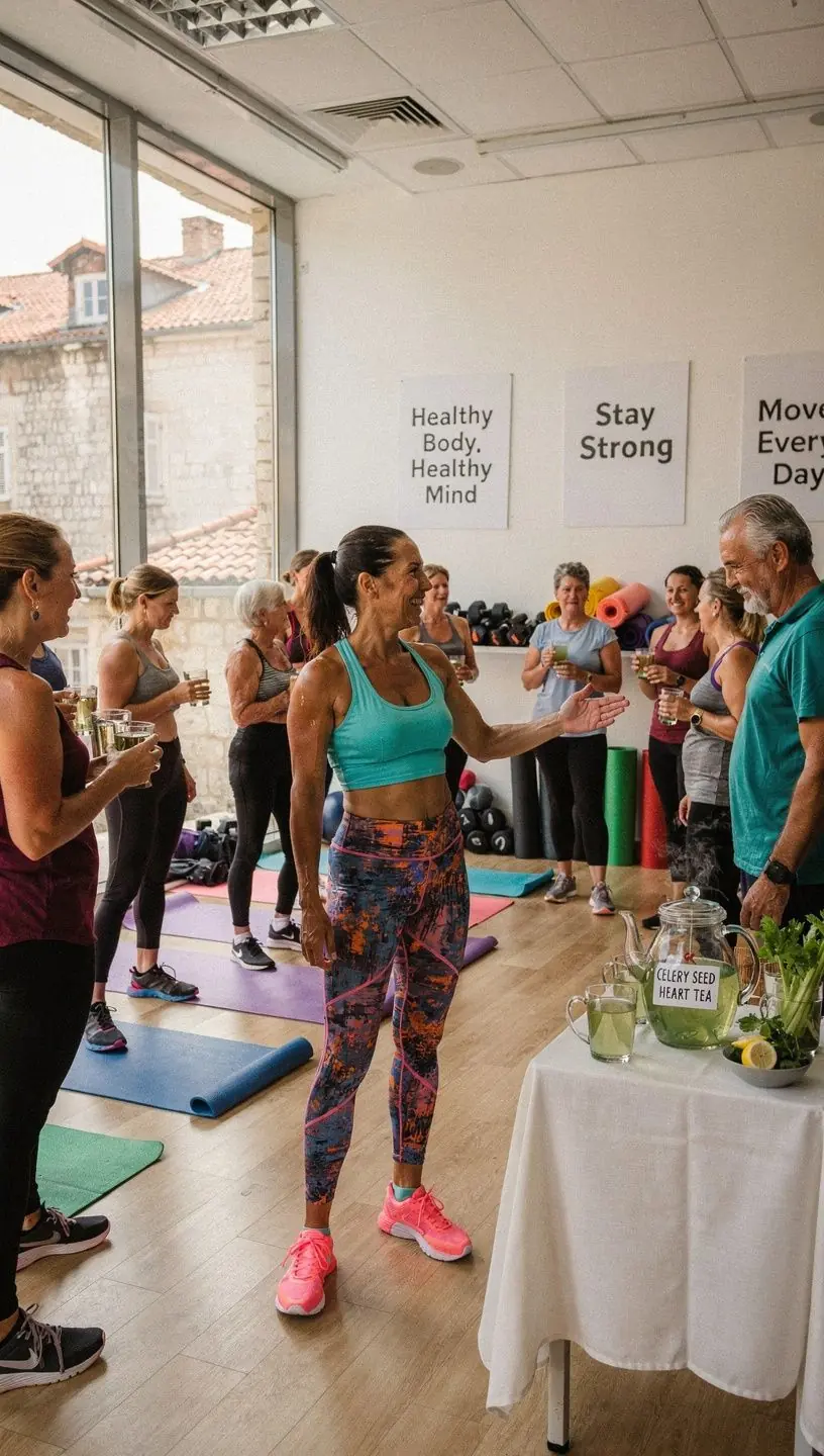 Svježe sjemenke celera u posudi pored šalice čaja.