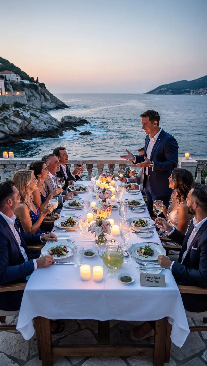 Infuzija čaja od sjemenki celera s mirisnim biljem u staklenoj boci.